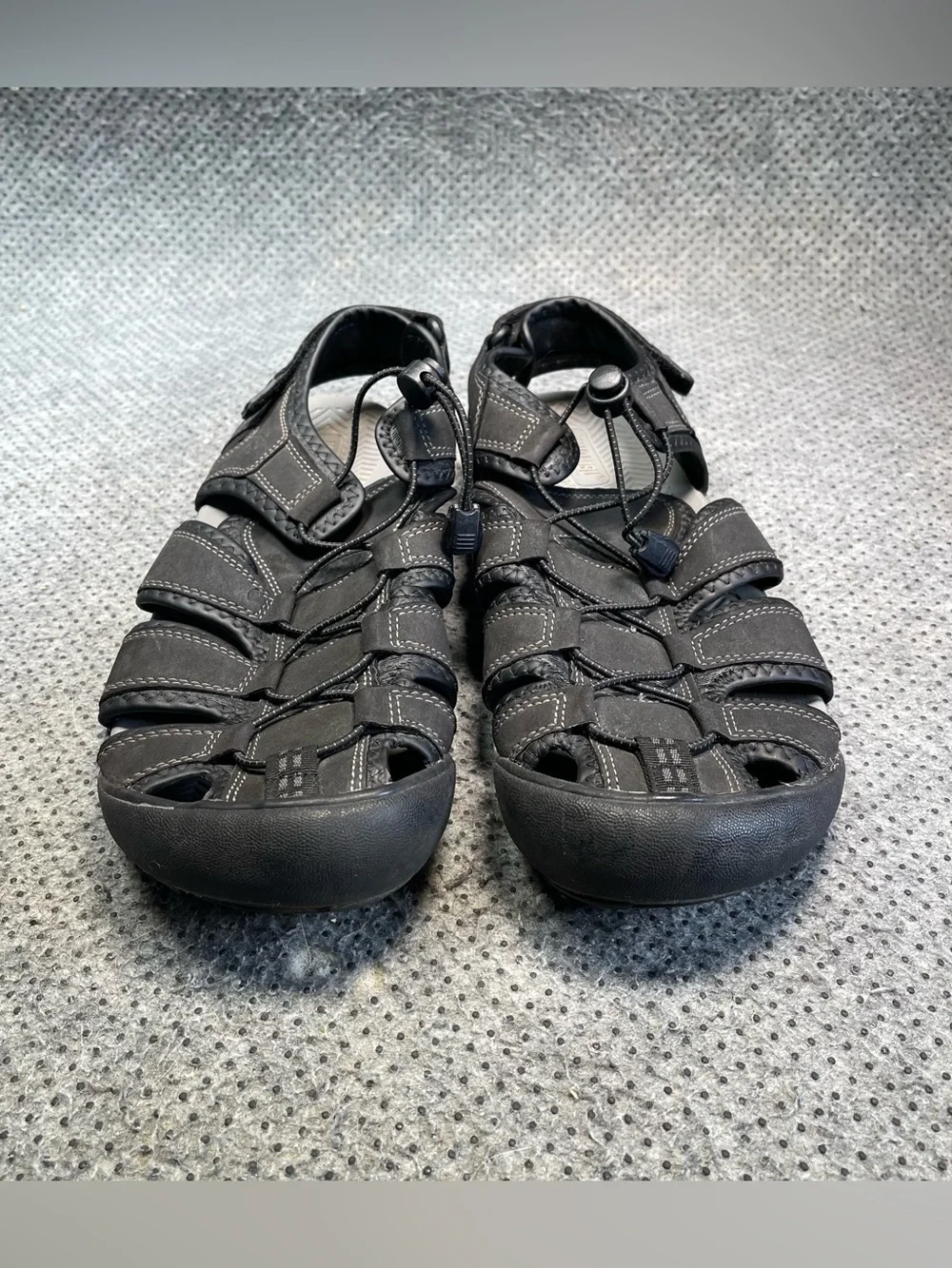 Khombu Fisherman Black Leather Sandals Size 12 Men’s